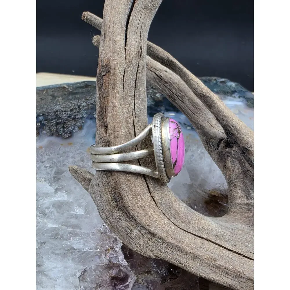 Cotton Candy Southwestern Native inspired sterling ring 7.75
